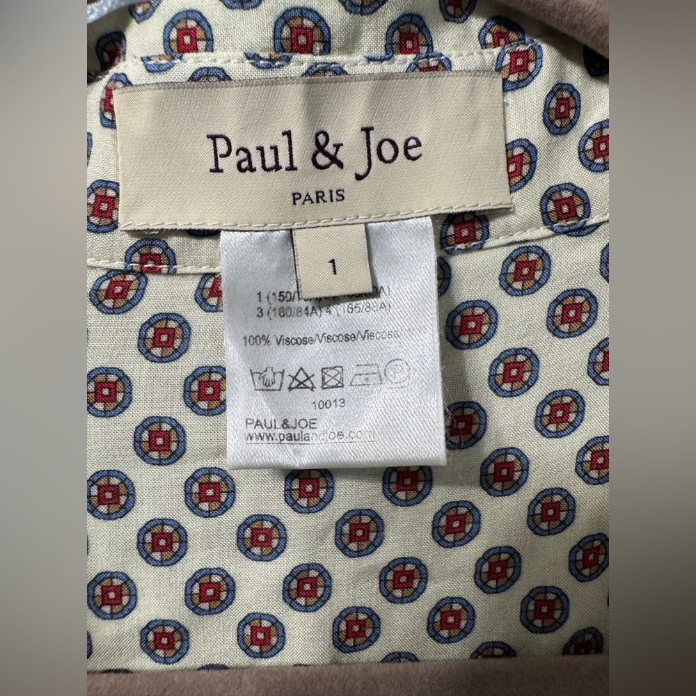 Paul & Joe Polka Dot Long Sleeve Blouse Cream Red Blue Women Size 1 XS - Picture 4 of 10